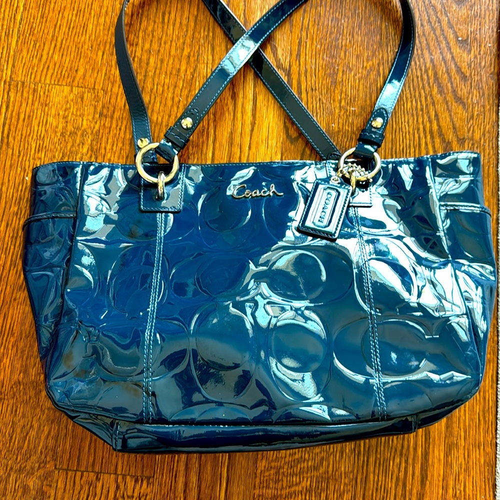 Coach navy tote bag